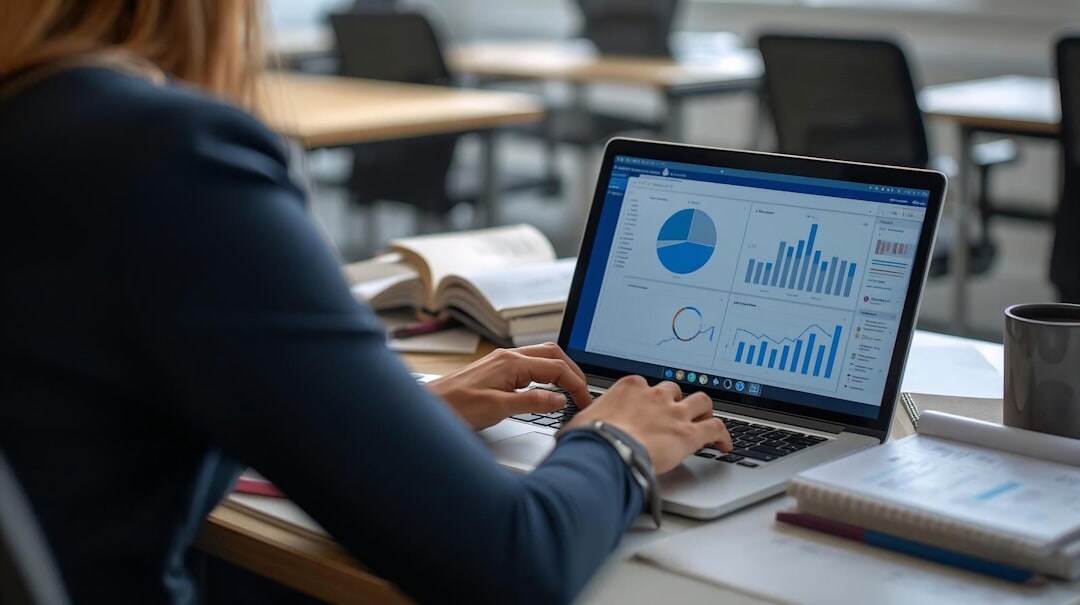 Online learning platform dashboard showing course analytics and progress charts